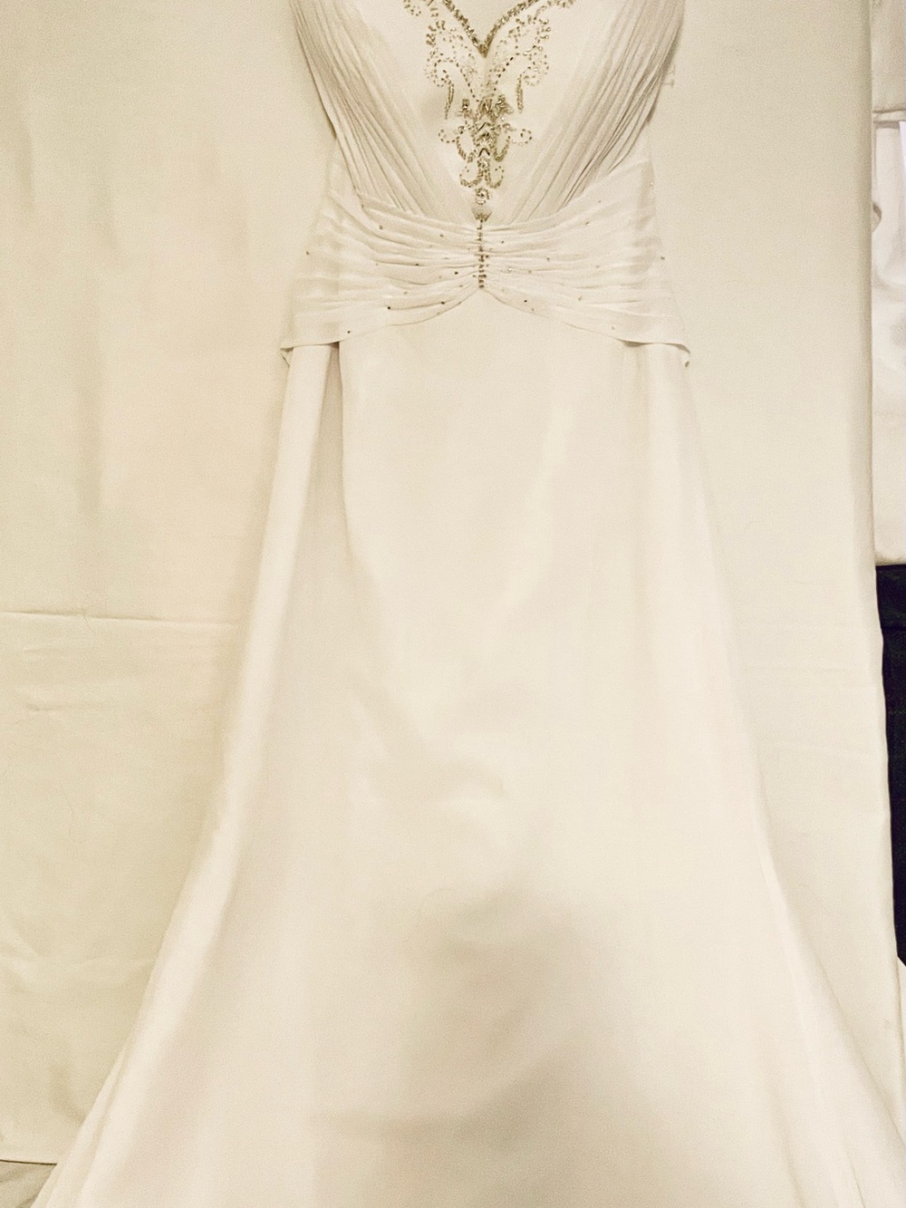 White Beaded V-Neck A-Line Wedding Dress